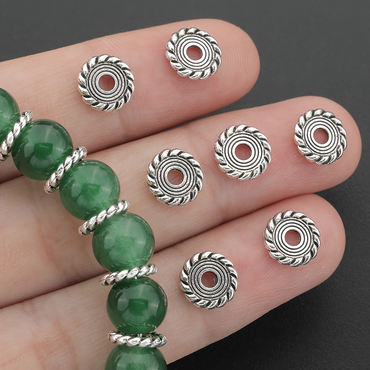 50pcs Spiral Pattern Alloy Spacer Beads for DIY Jewellery